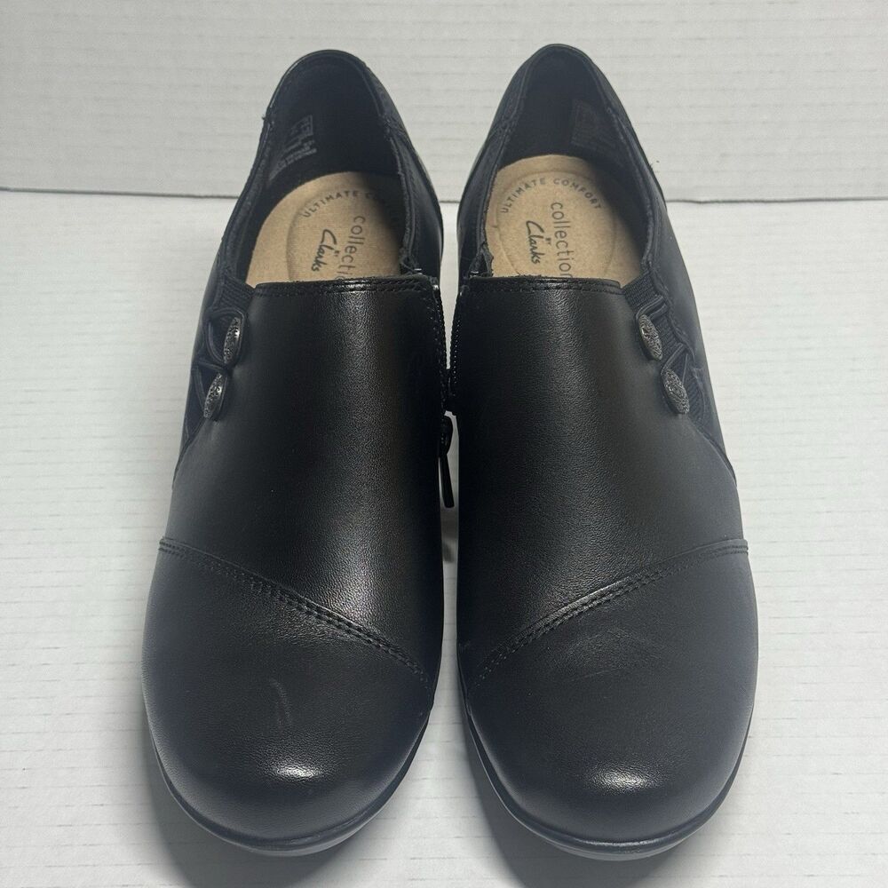 Clarks Size 8.5 M Black Emslie Warren Side Zip Loafer Bootie Witchy Preppy - Picture 12 of 13